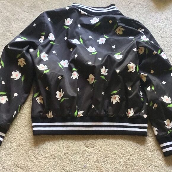 Milly Black Floral Bomber Jacket - Picture 10 of 12